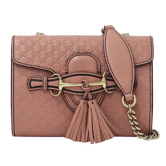 Gucci Handbags - GUCCI Pink Leather Horsebit Shoulder Bag